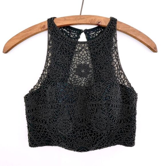 Hand Beaded 90’s Halter Neck Crop Top - Picture 1 of 10